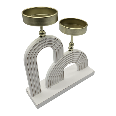 Candelabro Porta Vela Doble De Madera Blanco Con Dorado-3