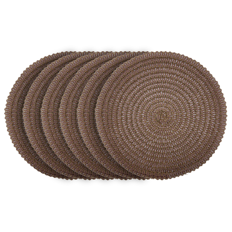 Set 6 Individuales Circulares Estilo Zigzag Diseño Café-1