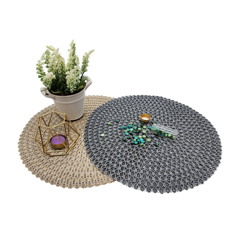 Set 6 Individuales Circulares Estilo Zigzag Diseño Café-4