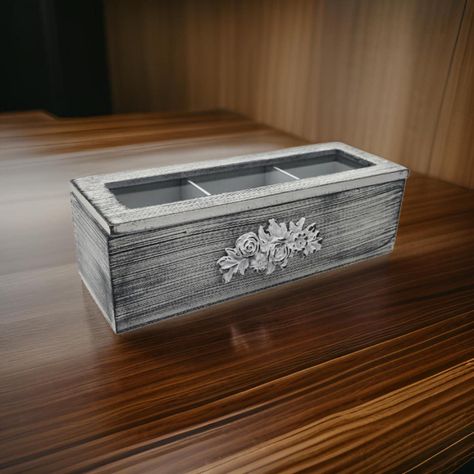 Caja De Te Porta Te Caja De Madera Para Te Gris 3 Divisiones-1