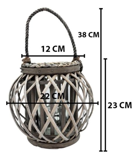 Candelabro Porta Vela Mimbre Rustico Gris Redondo Terraza-2