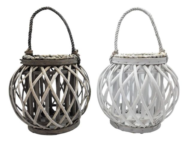 Candelabro Porta Vela Mimbre Rustico Gris Redondo Terraza-6