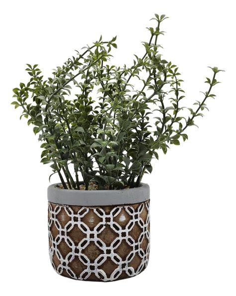 Planta Artificial Tropical Macetero Ceramica Café Con Blanco-1