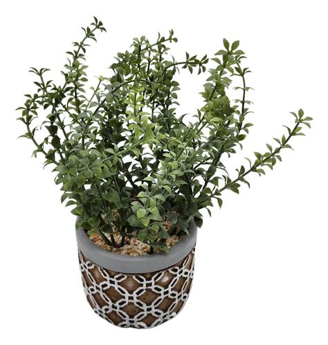 Planta Artificial Tropical Macetero Ceramica Café Con Blanco-2