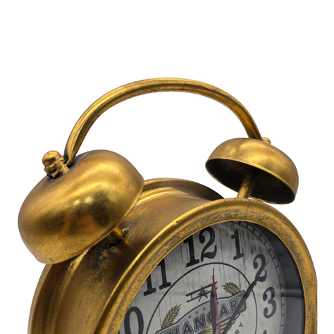 Reloj De Mesa Analogico Hierro Vintage Decorativo Dorado S-1