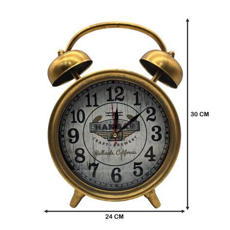 Reloj De Mesa Analogico Hierro Vintage Decorativo Dorado S-5