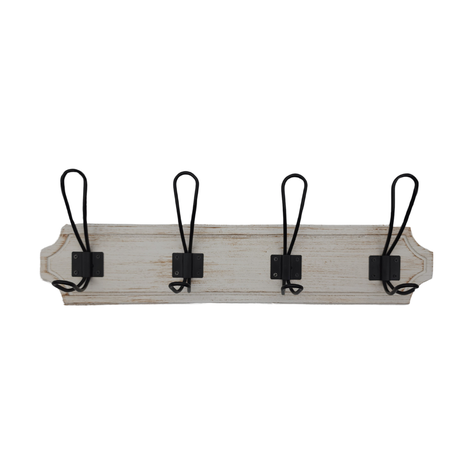 Perchero De Pared Colgador Vintage 4 Ganchos Dobles Blanco-0