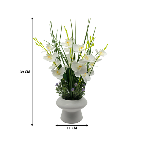 Planta Artificial Orquidea Decorativa Macetero De Ceramica S-6