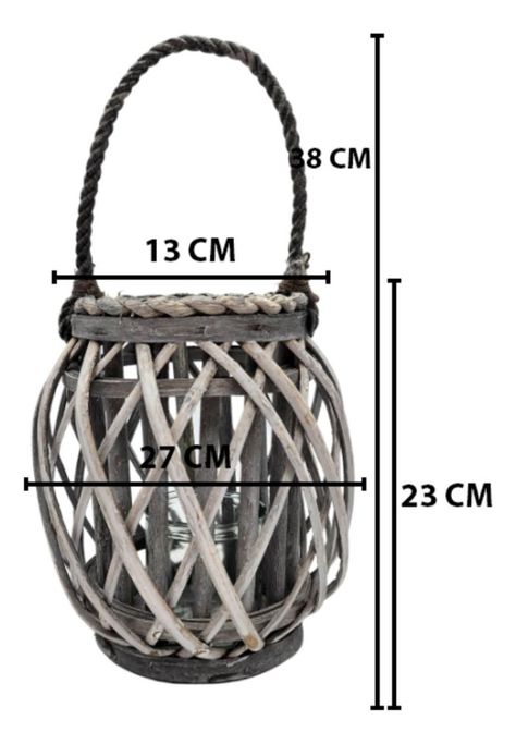 Candelabro Porta Vela Mimbre Rustico Gris Terraza Decoracion-2