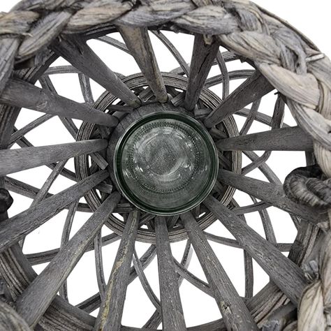 Candelabro Porta Vela Mimbre Rustico Gris Terraza Decoracion-4