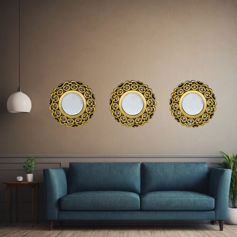 Set 3 Marcos De Espejos Estilo Arabe Decorativo Dorado Deco-3