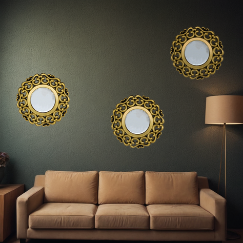 Set 3 Marcos De Espejos Estilo Arabe Decorativo Dorado Deco-4
