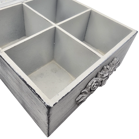 Caja De Te Porta Te Caja Para El Te Gris 4 Divisiones-3