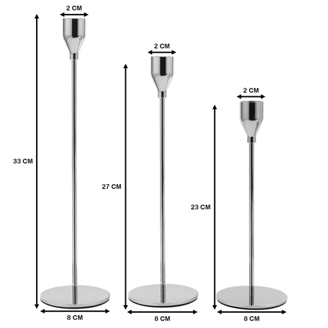 Set 3 Candelabros Porta Velas Plateado Decora Centro De Mesa-1