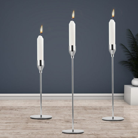 Set 3 Candelabros Porta Velas Plateado Decora Centro De Mesa-2
