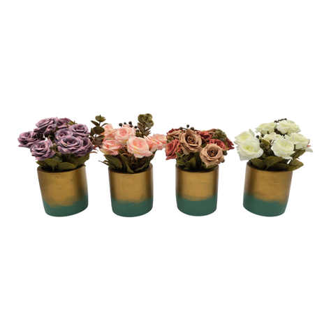 Planta Artificial Macetero Dorado Con Rosas Decorativas-3