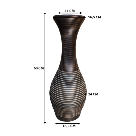 Jarron Florero Decorativo Tejido Rattan Moderno Marron 60 CM-4