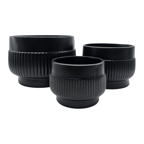 Macetero Maceta De Ceramica Lineas Relieve Negro S-8