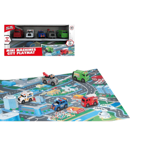 Set Juego Alfombra Para Niños Parking Autitos 5 Vehiculos-0