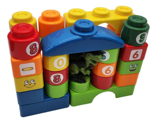 Set Bloques Y Dinosaurios Grande 30 Piezas Con Bolso Estuche-1
