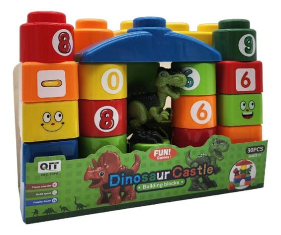 Set Bloques Y Dinosaurios Grande 30 Piezas Con Bolso Estuche-2