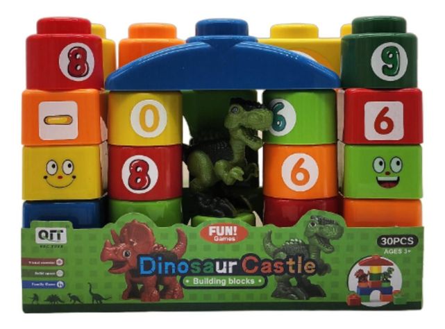 Set Bloques Y Dinosaurios Grande 30 Piezas Con Bolso Estuche-3