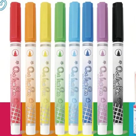 Set 8 Lapices Doble Linea Marcadores Out Line Pen Metalizado-1