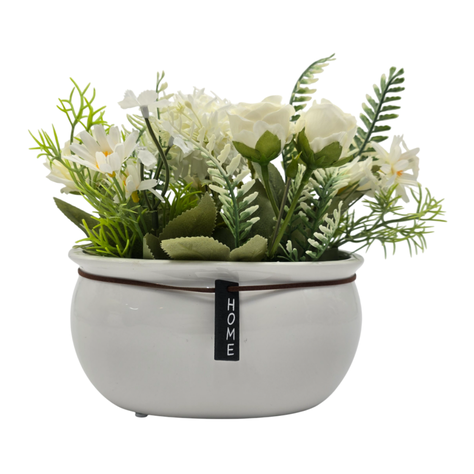 Planta Artificial Macetero Ceramica Blanco Arreglo Floral-0