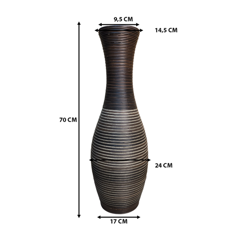 Jarron Florero Decorativo Tejido Rattan Moderno Café 70 CM-4