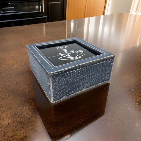 Caja De Te 4 Divisiones Tapa Diseño Tea Caja Para El Te Azul-3