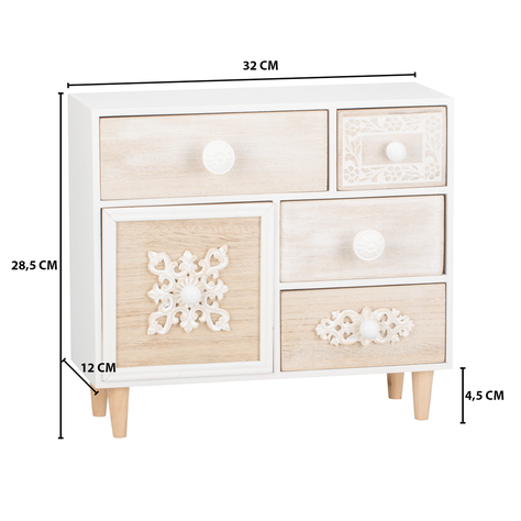 Organizador De Joyas Multiuso Oriental 5 Cajones Blanco-2