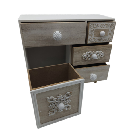 Organizador De Joyas Multiuso Oriental 5 Cajones Blanco-3
