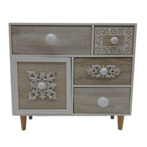 Organizador De Joyas Multiuso Oriental 5 Cajones Blanco-4