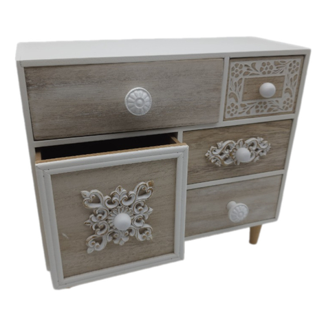Organizador De Joyas Multiuso Oriental 5 Cajones Blanco-5