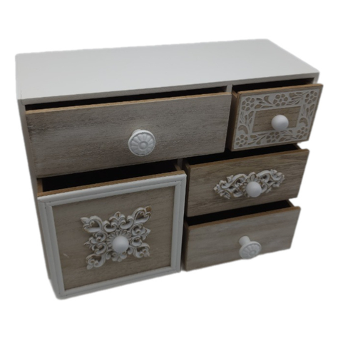 Organizador De Joyas Multiuso Oriental 5 Cajones Blanco-6