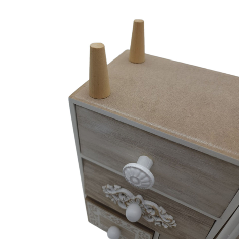 Organizador De Joyas Multiuso Oriental 5 Cajones Blanco-7