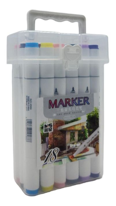 Set Marcadores Doble Punta 18 Lapices Plumones Arte Marker-0