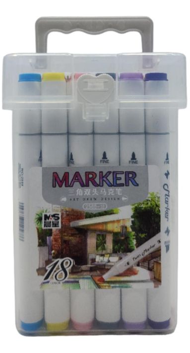 Set Marcadores Doble Punta 18 Lapices Plumones Arte Marker-1