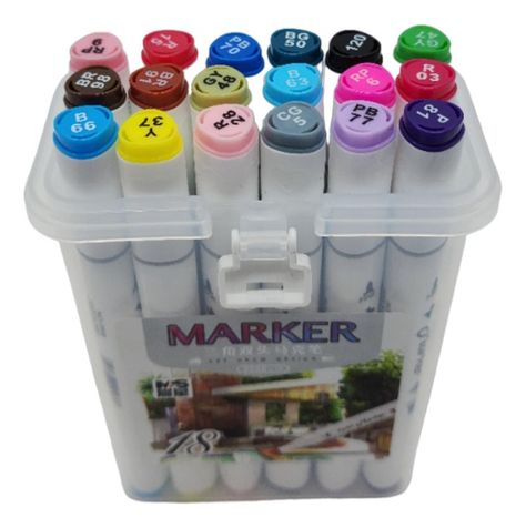 Set Marcadores Doble Punta 18 Lapices Plumones Arte Marker-3