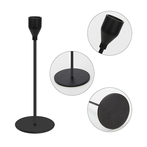 Set 3 Candelabros Porta Velas Negro Decora Centro De Mesa-5