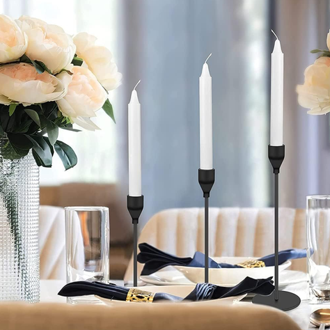 Set 3 Candelabros Porta Velas Negro Decora Centro De Mesa-7