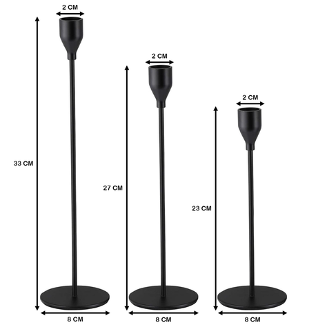 Set 3 Candelabros Porta Velas Negro Decora Centro De Mesa-8