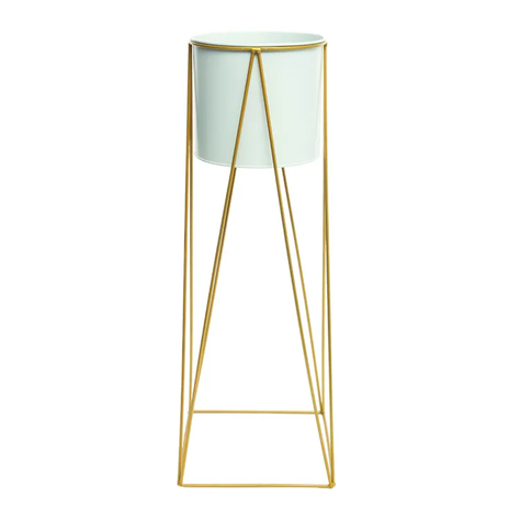 Porta Macetero Pedestal Maceta Plantas Blanco Dorado-1