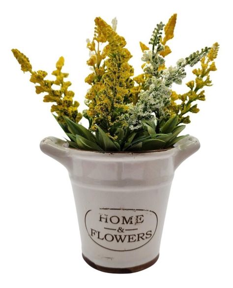 Planta Artificial Macetero Cerámica Home And Flower Amarillo-0