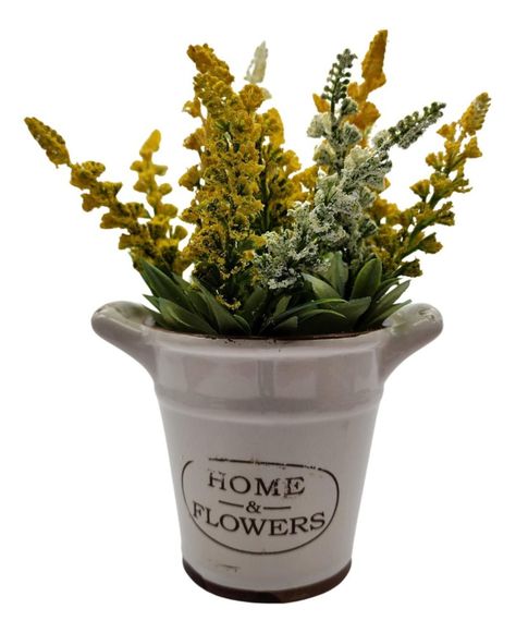 Planta Artificial Macetero Cerámica Home And Flower Amarillo-1