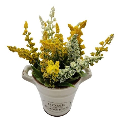 Planta Artificial Macetero Cerámica Home And Flower Amarillo-2