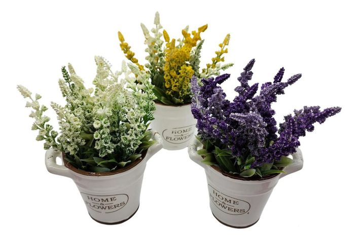Planta Artificial Macetero Cerámica Home And Flower Amarillo-4