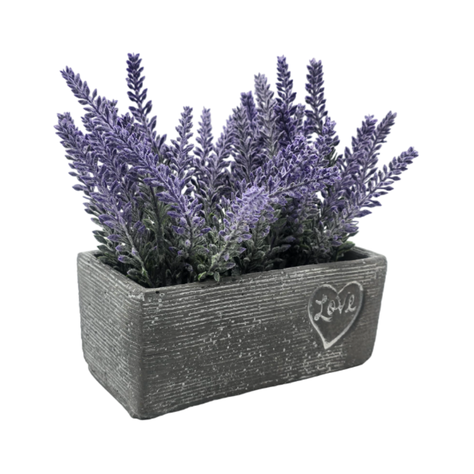 Planta Artificial Morada Macetero Ceramica Rectangular Gris-2