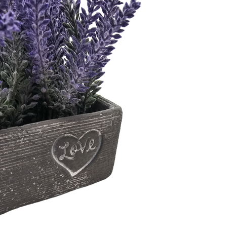 Planta Artificial Morada Macetero Ceramica Rectangular Gris-3