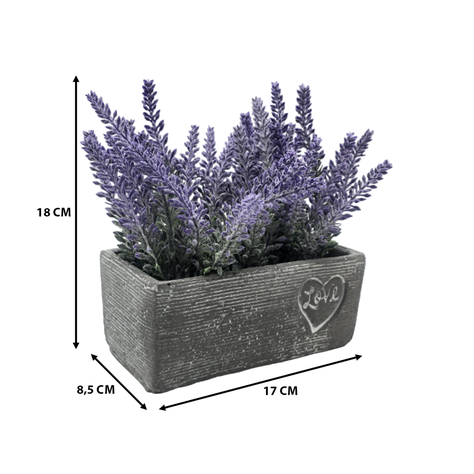 Planta Artificial Morada Macetero Ceramica Rectangular Gris-6